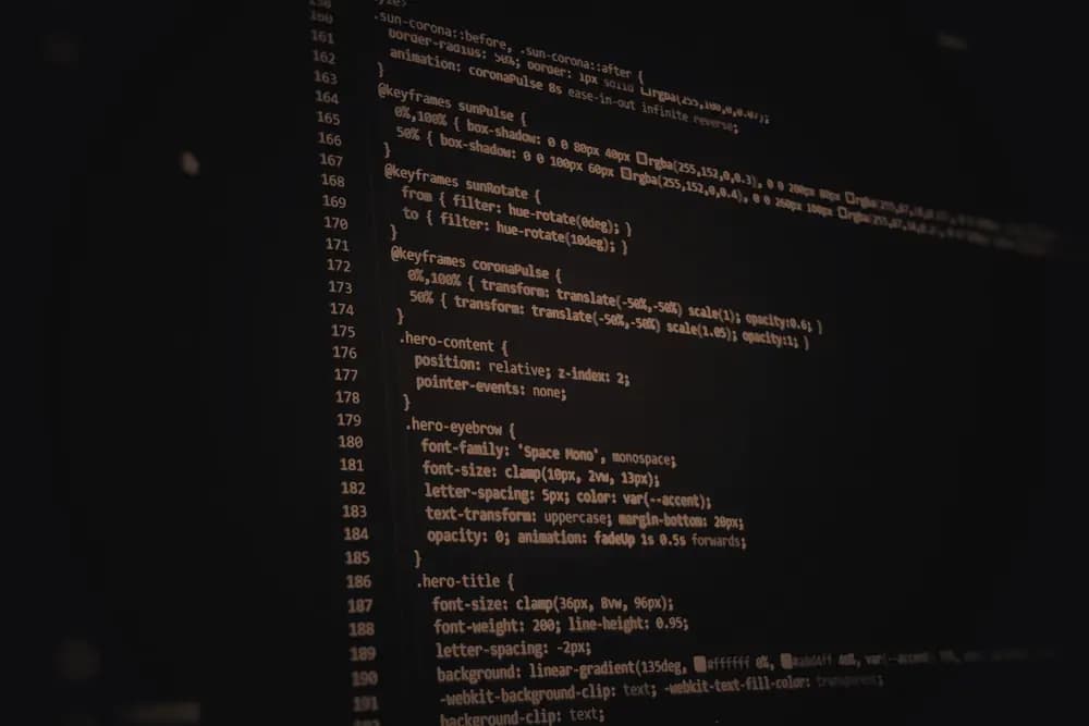 Pantalla con código fuente y números de línea