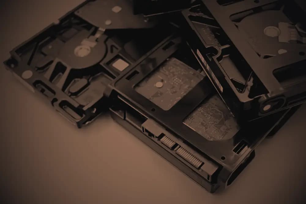 Discos duros apilados unos sobre otros