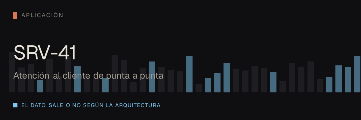 Atención al cliente de punta a punta — servicio SRV-41 de serviciosia, nivel de aplicación: el dato sale o no según la arquitectura que elijas.