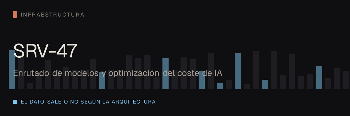 Enrutado de modelos y optimización del coste de IA — servicio SRV-47 de serviciosia, nivel de infraestructura: el dato sale o no según la arquitectura que elijas.