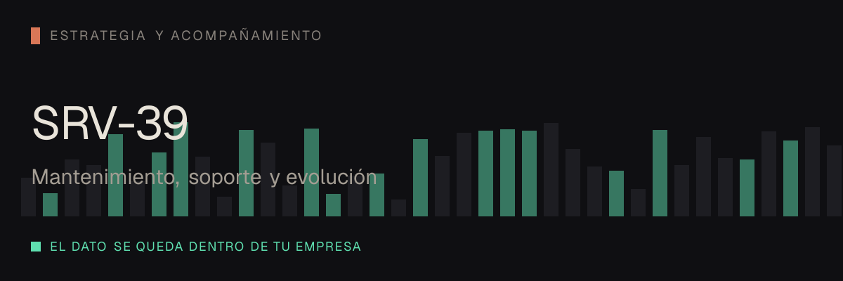 Mantenimiento, soporte y evolución — servicio SRV-39 de serviciosia, nivel de estrategia y acompañamiento: el dato se queda dentro de tu empresa.